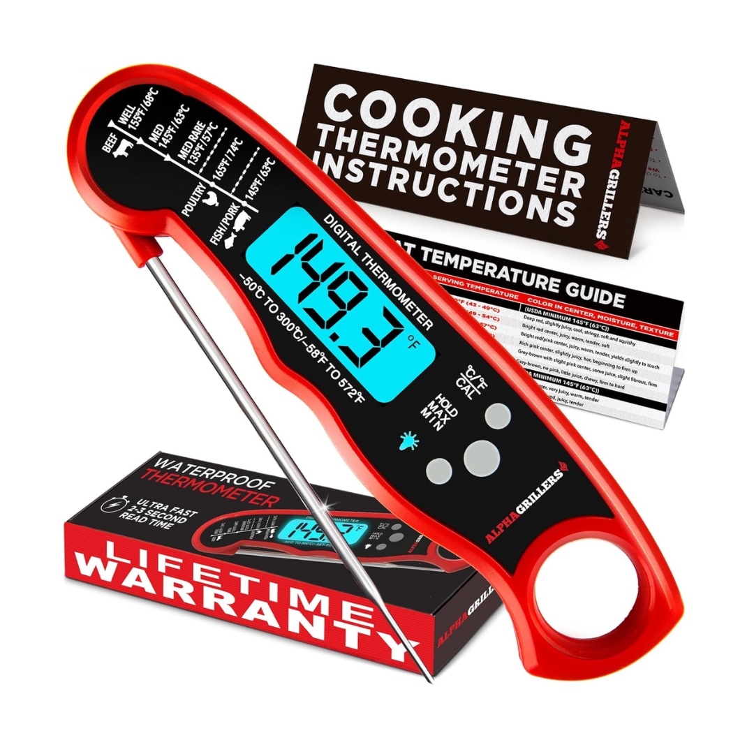 Alpha Grillers Meat Thermometer Digital – Instant Read Food Thermometer for Cooking & Grilling – Professional Kitchen Gifts for Men, Dad & Mom