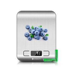 Etekcity Food Kitchen Scale, Digital Grams and Ounces for Weight Loss, Baking, Cooking, Keto and Meal Prep, LCD Display, Medium, 304 Stainless Steel