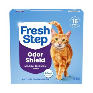 Fresh Step Clumping Cat Litter, Multi-Cat, Long Lasting Odor Control Kitty Litter with Activated Charcoal, Low Dust Formula, 14 lb