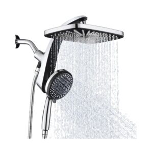 High Pressure Rain Shower Head: Upgrade Shower Heads with Handheld Spray Combo with Fixed Showerhead and 10 Sprays Handheld Shower Head, Detachable Shower head Built-in Magnetic Docking and Power Jets