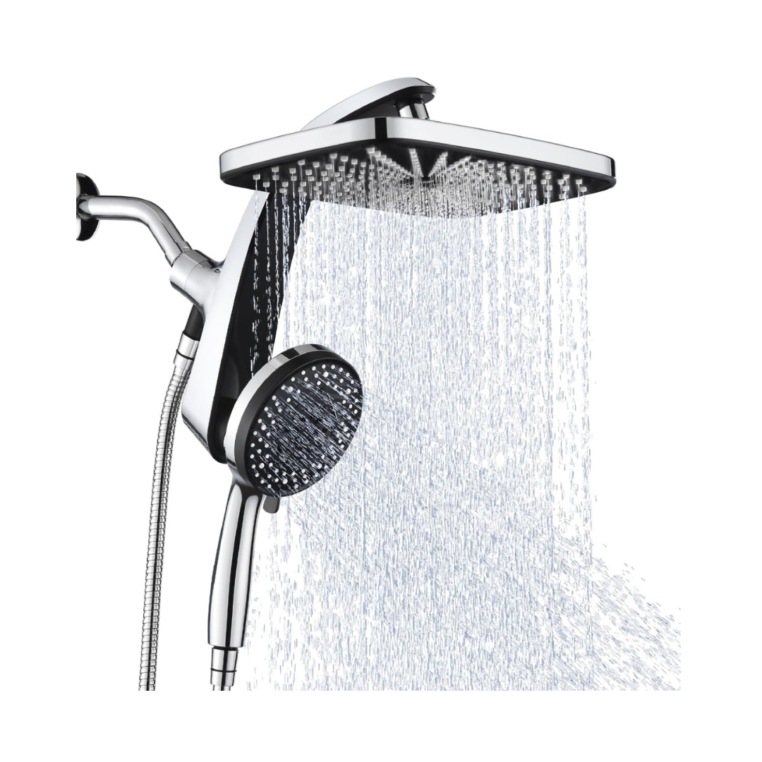 High Pressure Rain Shower Head: Upgrade Shower Heads with Handheld Spray Combo with Fixed Showerhead and 10 Sprays Handheld Shower Head, Detachable Shower head Built-in Magnetic Docking and Power Jets