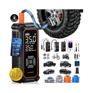 OlarHike Tire Inflator Portable Air Compressor, 150PSI Dual Power - 6000mAh & 12V DC, Cordless Air Pump for Car Tires, Bike, Motorcycle, Balls with LED & Digital Pressure Gauge, Auto Shut‑Off