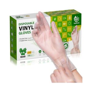 SWIFTLITE Disposable Vinyl Gloves, Food Safe, Latex-Free Powder-Free Clear Plastic Gloves for Cooking, House Clean, Food Prep