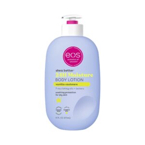 eos Shea Better Body Lotion Vanilla Cashmere, 24-Hour Moisture Skin Care, Lightweight & Non-Greasy, Natural Shea, Vegan, Vanilla Body Lotion, 16 fl oz
